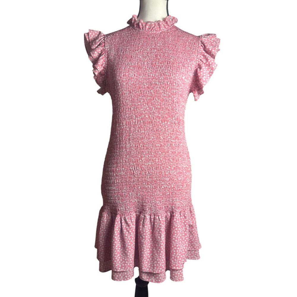 French Connection Womens Elao Verona Crepe Mini Dress Smocked Dress Sz M Fairy - Picture 5 of 12